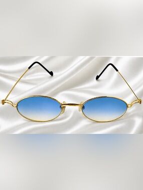 RARE Authentic Gucci Coogi Brand Name Gold Metal Frame Blue Tint Sunglasses 80’s